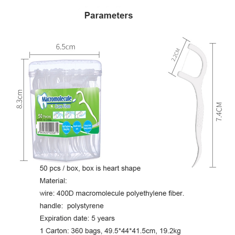 50 stücke Verpackung Herzförmige Box OEM Einweg-Natürliche Großhandel Günstige Zahnseide-Floss-Sticks Verpackung Zahnseide
