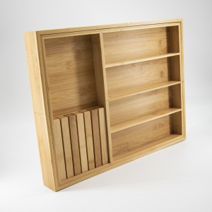 Natürlicher Bambus erweiterbarer Besteck Messerschubladen-Speicher-Set