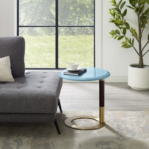 Wohnzimmer Moderne Runde Tisch Walnuss Top Edelstahl Basis Holz Couchtisch