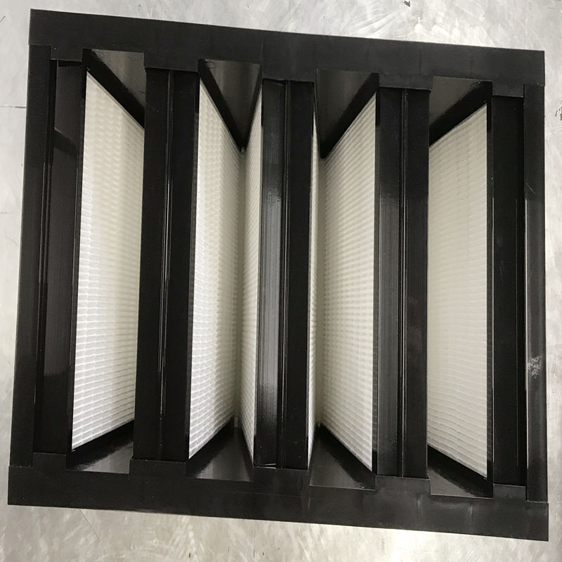 Mittlere Wirkungsgrad F7 Kunststoffrahmen 592 x 592x 292mm Mini-Falten-kompakter 4-V-Bank HVAC-Luftfilter