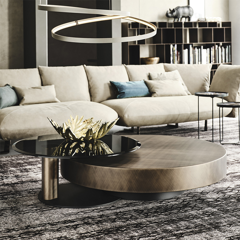 Italienisches Design Antique Graphitstahl Couchtisch Silber Gold Metall Beistelltisch für Wohnzimmer Modern