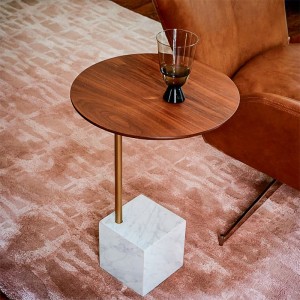 Nordic Runde kleine Couchtisch Moderne MDF-Marmor-Beistelltisch für Wohnzimmer