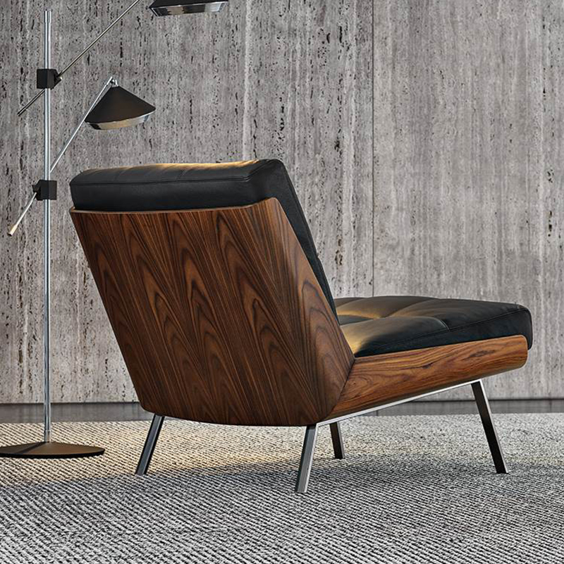 Italienischer Stil Hotel Lobby Holz Modern Luxus Echtes Leder Liegestuhl Für Wohnzimmermöbel