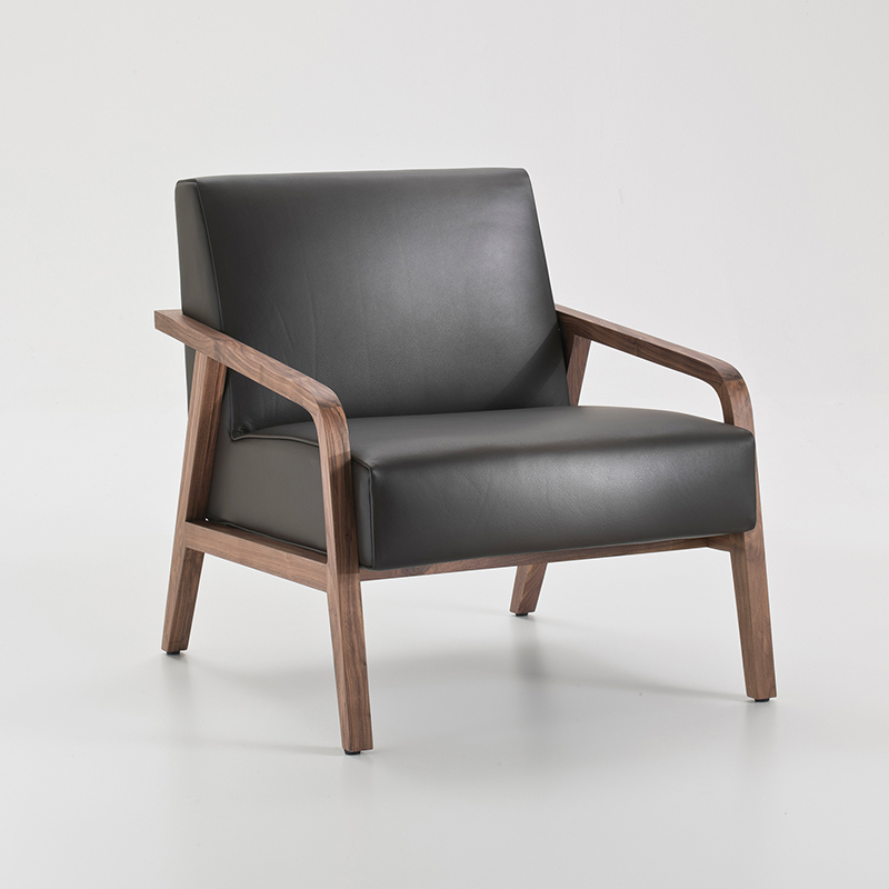 Moderne Möbeldesign Wohnzimmer Single Seat Sofa BENTWOOD LEDER LEDER CHAISE Lounge Sessel mit Ottoman