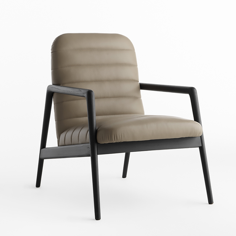 Italienisch minimalistisches Design Holz Liegestuhl Einzelne Sofa Lederarmstühle Wohnzimmer