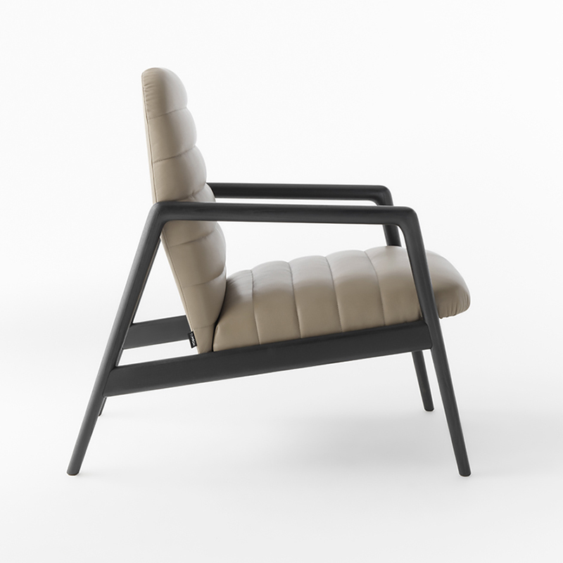 Italienisch minimalistisches Design Holz Liegestuhl Einzelne Sofa Lederarmstühle Wohnzimmer