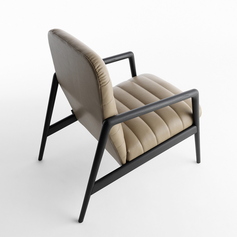 Italienisch minimalistisches Design Holz Liegestuhl Einzelne Sofa Lederarmstühle Wohnzimmer