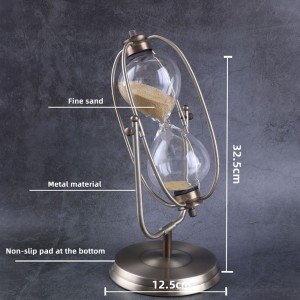 Timer-Metall rotierender Sanduhr Europäischer Stil Wohnzimmer Dekoration Ornamente Geburtstagsgeschenk 30/60 Minuten Zeit Sanduhr