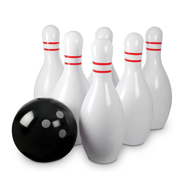 Aufblasbares Bowling -Set umfasst einen großen Ball und 6 aufblasbare Bowling -Pins Jumbo Bowling Set für Kinder