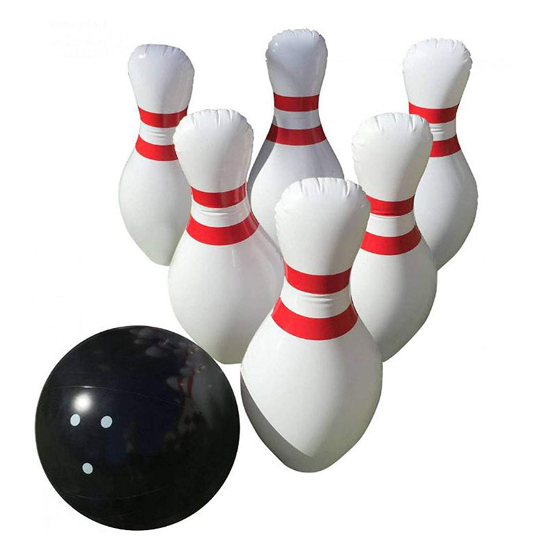 Aufblasbares Bowling -Set umfasst einen großen Ball und 6 aufblasbare Bowling -Pins Jumbo Bowling Set für Kinder