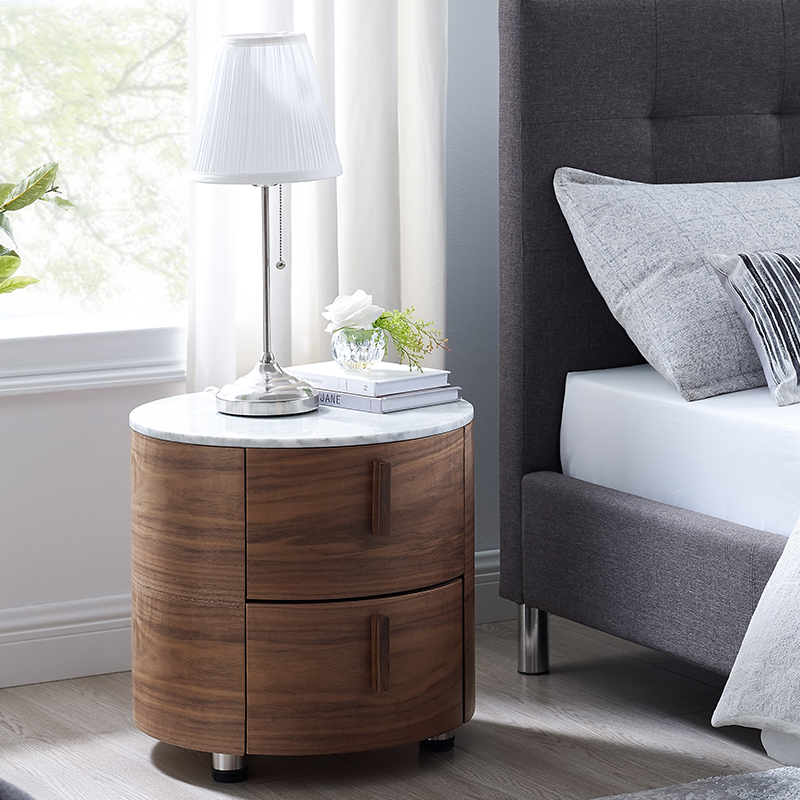 Moderne luxuriöse Marmor-Nachttische mit 2-Dreher-runden Nachttisch für Schlafzimmer
