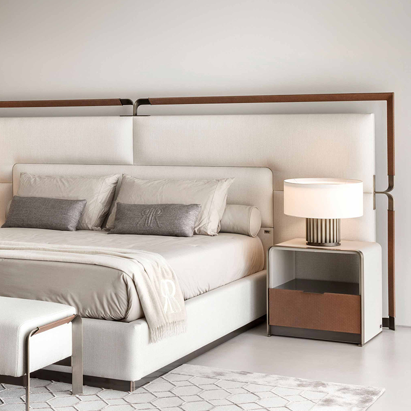 Hochwertiges Schlafzimmer Nachttisch Italienisch modernes Design Luxus Leder Nachttisch