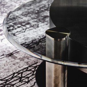 Italienisches Design moderner rotierender Glas Seitenschuhe Gold Metall Edelstahl Luxus runder Couchtisch Set