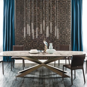 Italienische Entwürfe Metallbeine lange moderne rechteckige Sinterstein Esstisch 10 Sitz