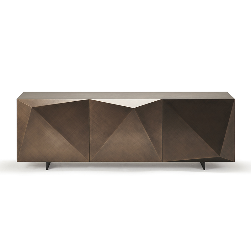 Italienisch modernes Gold Metall -Hochglanz -Sideboard Luxusbuffet für Esszimmer