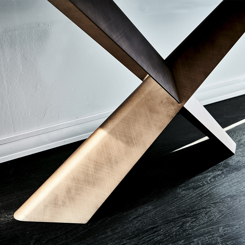 Italienisch X -Form Edelstahl Basis moderne Luxus -Konsolenschrankstein Stein Marmor Top -Konsole mit Spiegel