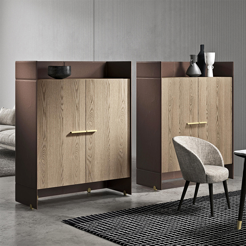 Modernes italienisches Design Lederholz Essen großes Sideboard -Buffet Schrank