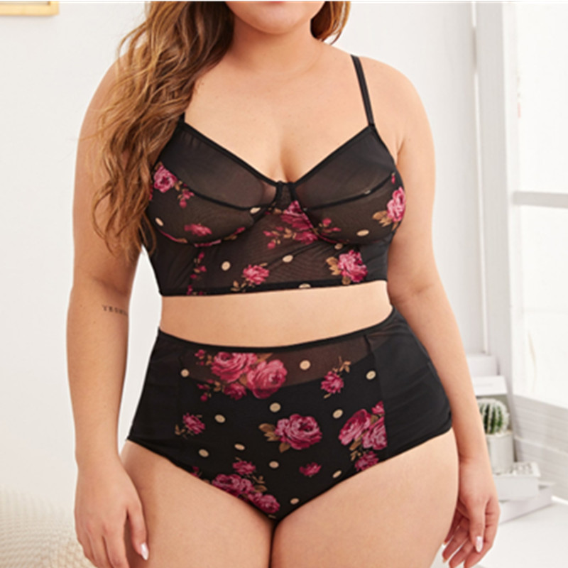 Großhandel sexy gedruckte schwarze Dessous -Set