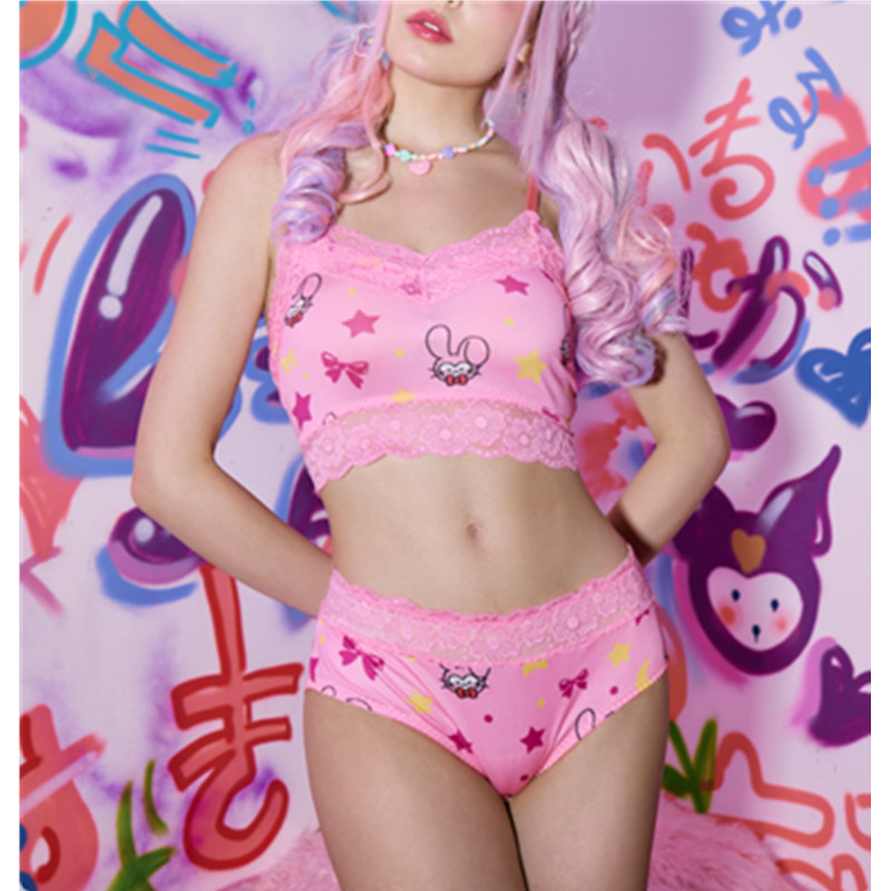 Süßer Kaninchenstar Druck 2 Stück bequeme sexy Dessous