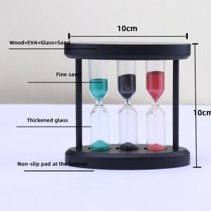 3 in 1 Sanduhr -Holzglas Sandtimer für Küche Kochen Europäische kreative Holzmetall -Währungstimer Timer