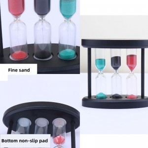 3 in 1 Sanduhr -Holzglas Sandtimer für Küche Kochen Europäische kreative Holzmetall -Währungstimer Timer