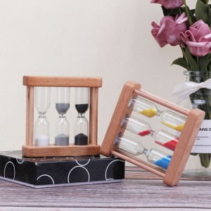 Fabrik kann 3 in 1 Sanduhr -Holzglas -Sand -Timer für Küchenkochen Europäische kreative Holzmetall -Währungs -Sandglas -Timer angepasst werden