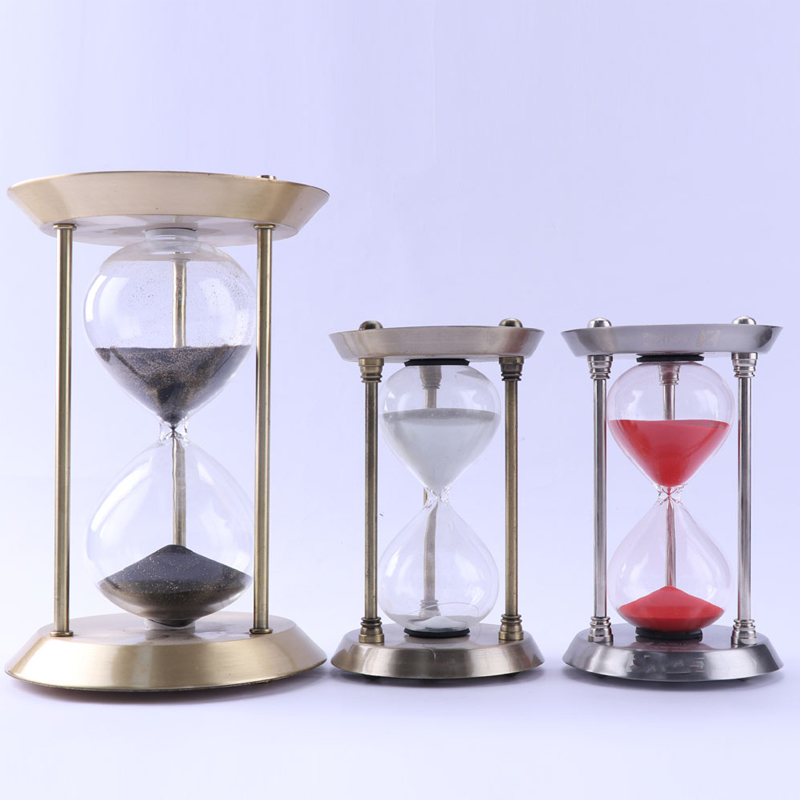 Großhandel Custom Logo 30 Minuten Dekor Messing Antike Geometrische Metallhause Sand Timer Sanduhr