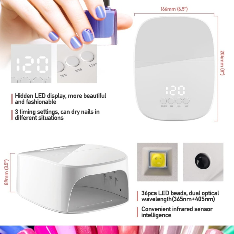 M&r P30pro kordless UV LED -Nagelschein, 60W wiederaufladbares UV -Licht für Nägel drahtloser LED -Nagelentrockner mit USB -Anschluss für Ladephone und Nagelbohrer, professionelle Nagelampe für Gelnagellack