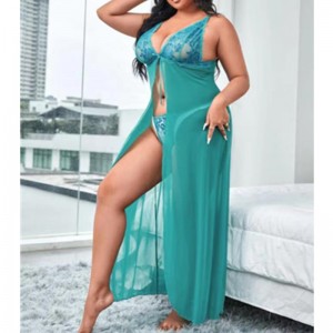Flyaway Mesh Robe Sexy Nightwear Langes Kleid Nachthemen Frau Nachtkleid