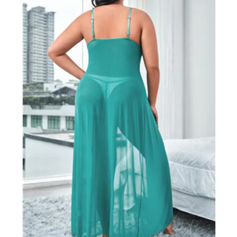 Flyaway Mesh Robe Sexy Nightwear Langes Kleid Nachthemen Frau Nachtkleid