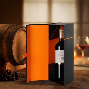 Wein Geschenkboxen 12,8x3.7x3.7 Zoll, Flaschen Geschenkboxen für Alkohol, Wein und Champagner, Magnetverschluss zusammenklappbarer Geschenkboxen, glänzend schwarz
