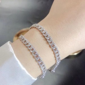 Tuochen Schmuck 18K/14K/10K Gold kubanisches Armband mit Diamant/moissanitstein für den Menschen