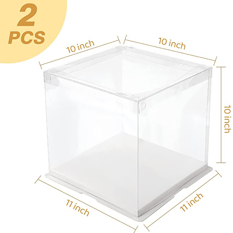 Clear Favor Boxen 10 x 10 x 10 Zoll mit Bändern, Plastik -Geschenkboxen transparente Kisten für Hochzeitsfeier Geburtstag Cak