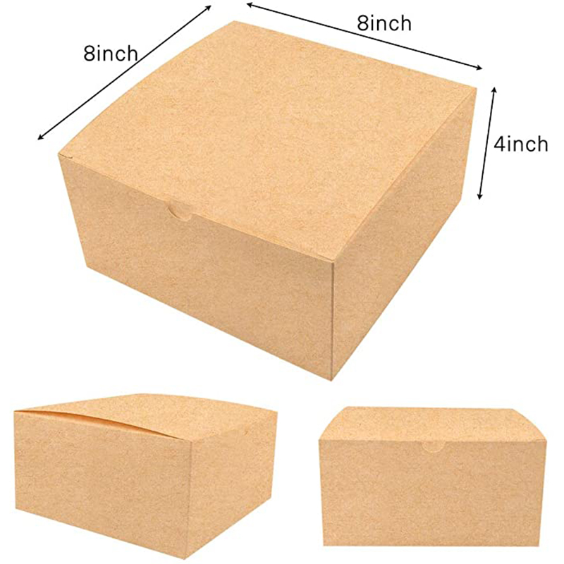Moretoes Brown Geschenkboxen Kraft Pack 8x8x4 Zoll, Papiergeschenkkarton mit Deckel für Weihnachtsgeschenke, Brautjungfernpläne, Cupcake -Boxen, Handwerksgeschenkschachtel