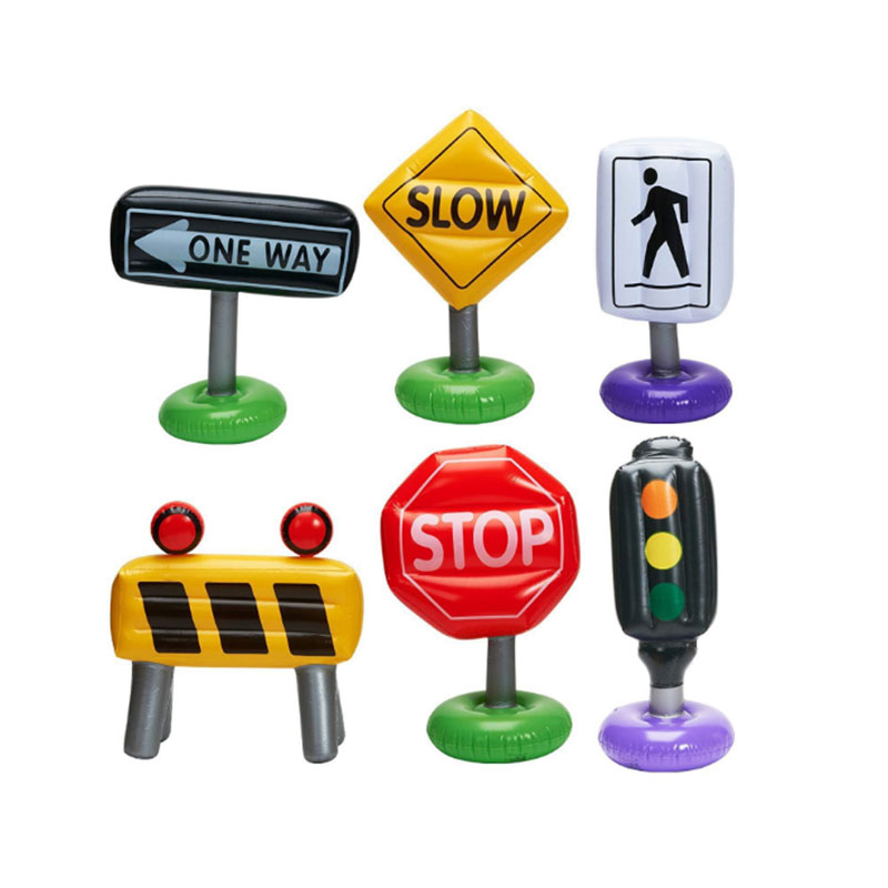 Hersteller benutzerdefinierte PVC aufblasbare Verkehrsschilder, die Straßensperren Dreiecksschilder wehen, Warnschilder PVC Spielzeug