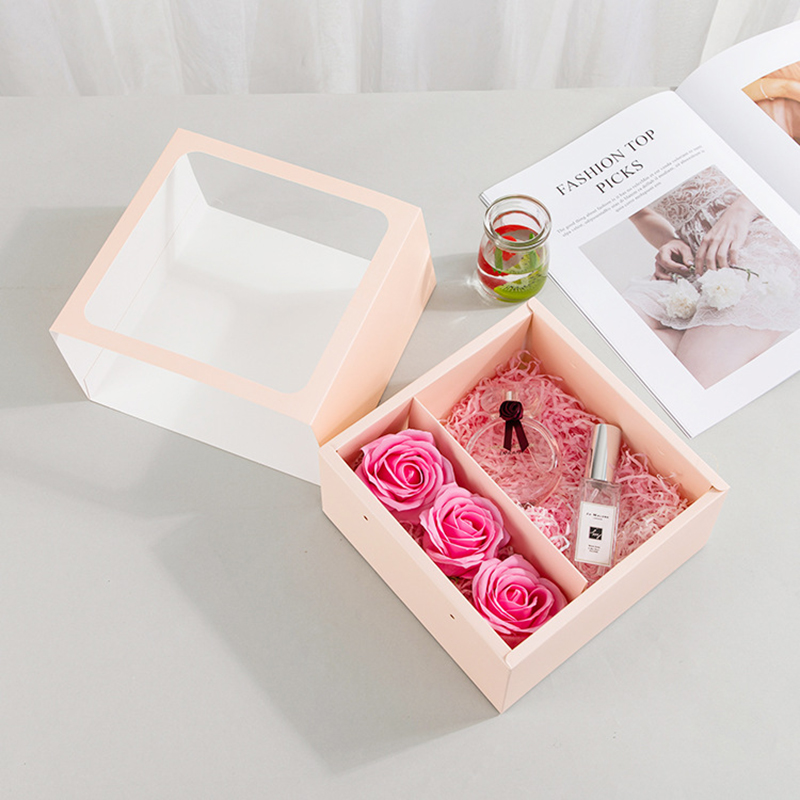 Auszug transparenter Blumenbox tragbares Klappgeschenk Rose Geschenkbox Geschenkverpackung Schwarzpulver Supplies Karton