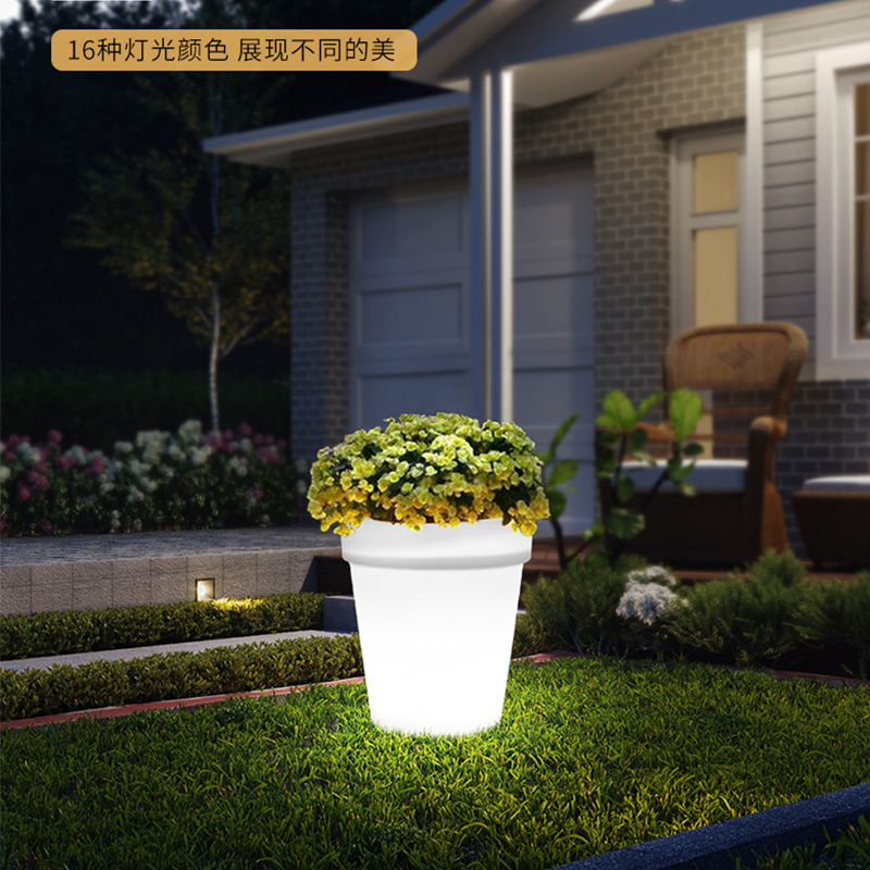 Outdoor-LED-Kunststoff kleine Blütenschiffleuchten (16 Modi, dimmbar, IP68 wasserdicht) Fernbedienung Outdoor Dekorative Stehlampe für Terrasse Gartenparty Dekorationen Hinterhof Veranda, Hochzeitsnaatsu