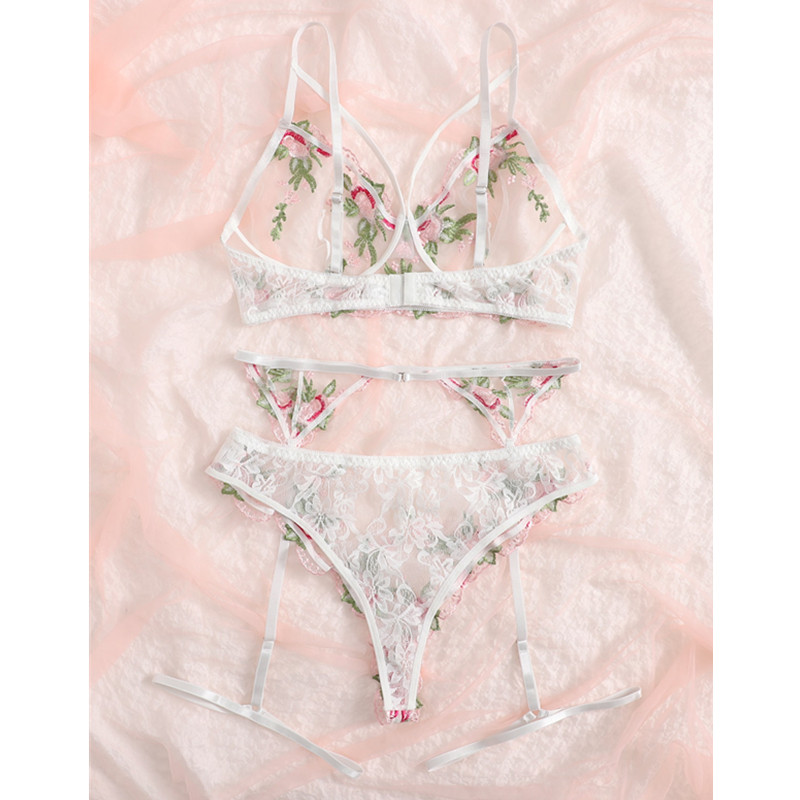 Mesh florale Stickgurt Strumpfband Dessous Set