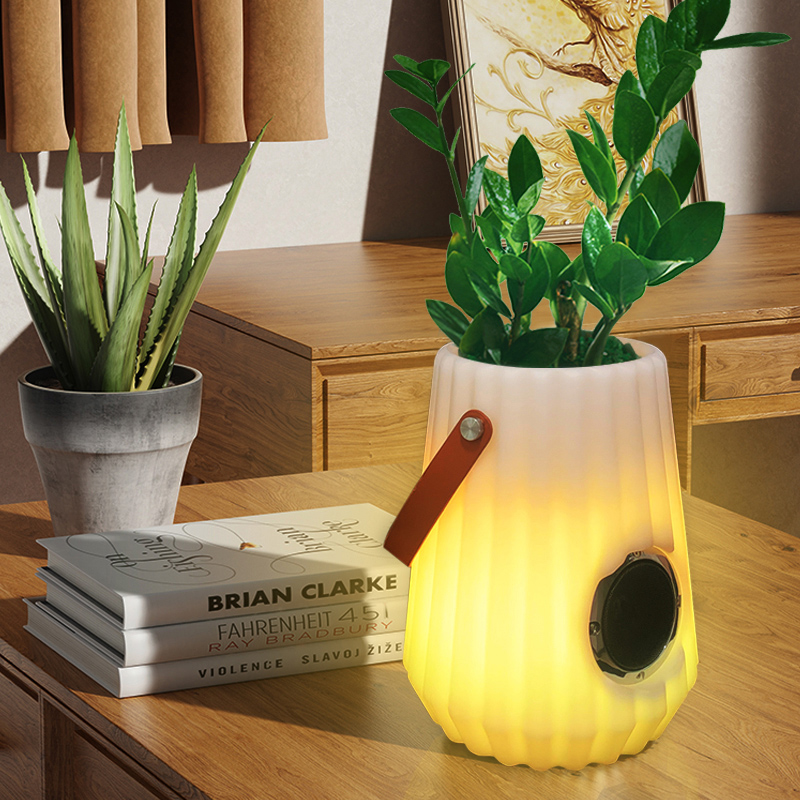 LED Leuchtete Blumentopf Innenräume/outdoor kreativer intelligenter Tischlampe für Wohnzimmer, Schlafzimmer, Gartendekoration, dimmbare Eisbahn -LED -Leuchten mit Bluetooth -Lautsprecher