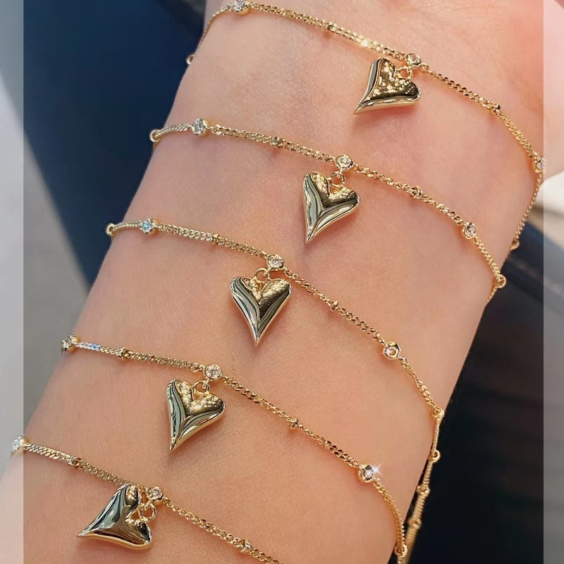 18K Gold Herzarmband und Fußkettchen