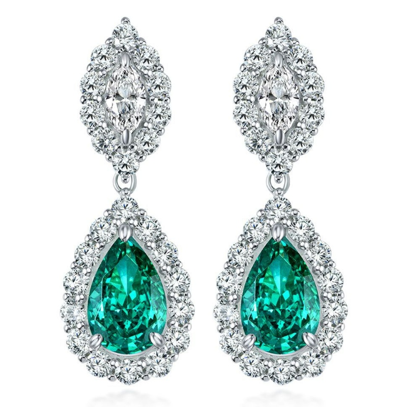 Synthetische Paraiba -Eis schnitten hohe Carbon -Diamantstiftohrringe