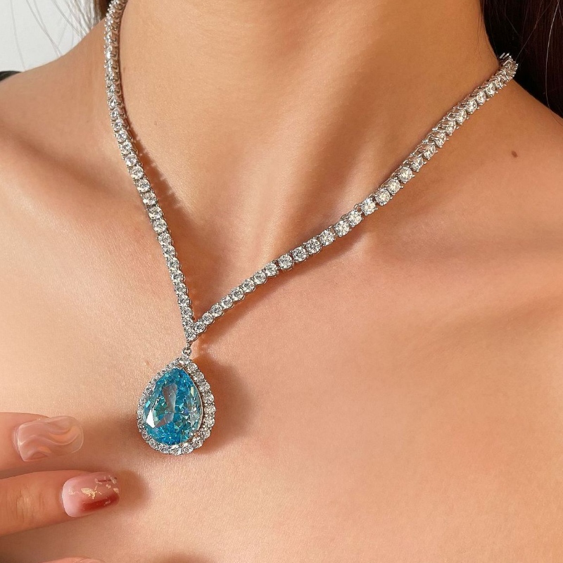 Herz des Ozeans Anhänger 40ct High-End Luxusblitz Vollendiamant Halskette