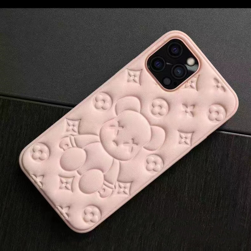 Neue Mobiltelefonhülle, Apple iPhone13Pro Lederbär 3D -Prägeprozess Mobiltelefonschutzleder Hülle