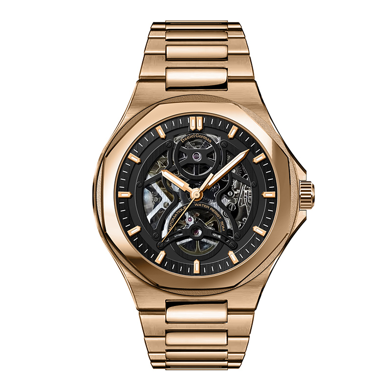 Daniel Gorman DG9111 Luxus Mechanical Hollow Out Watch Men 's Washington Watch Freizeit leuchtende Edelstahl -Stahlriemenmarke Luxus Uhr