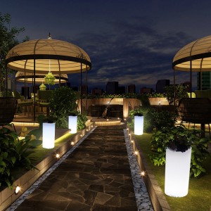 Outdoor -Garten -LED -LED -Blumentöpfe, RGB Farbwechselnde Plastik LED Beleuchtete Blumentöpfe für Hochzeit, Veranstaltungsparty, Hotel, Einkaufszentrum Eröffnungszeremonie Dekoration (wasserdichte IP68)