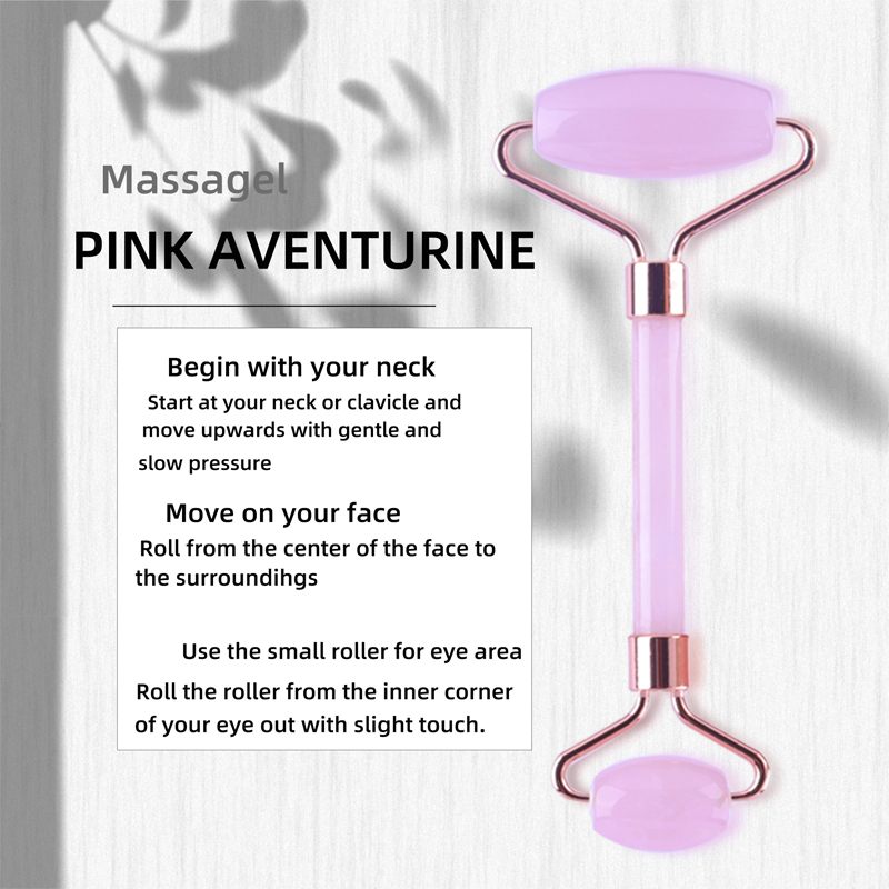 anpassbare Gesichtsbehandlungnatürliche rosa dunkelgrüne Dual-Kristall-Eis Gua Sha Anti-Aging Jade Roller Kit Massagegeräte mit Box