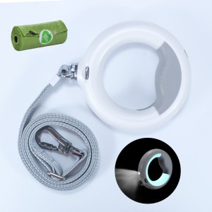Tangle Free Heavy Duty Reflective LED Hunde-Leine eingebaute Poop-Beutel-Fach laufen