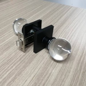 S2602 Durchgangsrunde Kugellkristall -Türknöpfe mit mattschwarzer quadratischer Rosette