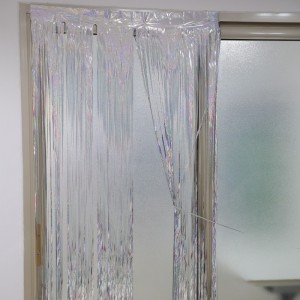 Großhandel 1*2m Folie Regenvorhang für Geburtstagsfeier Hochzeit Hintergrunddekoration Regen Seide Multikolen Quasten Regen Seidenfeier