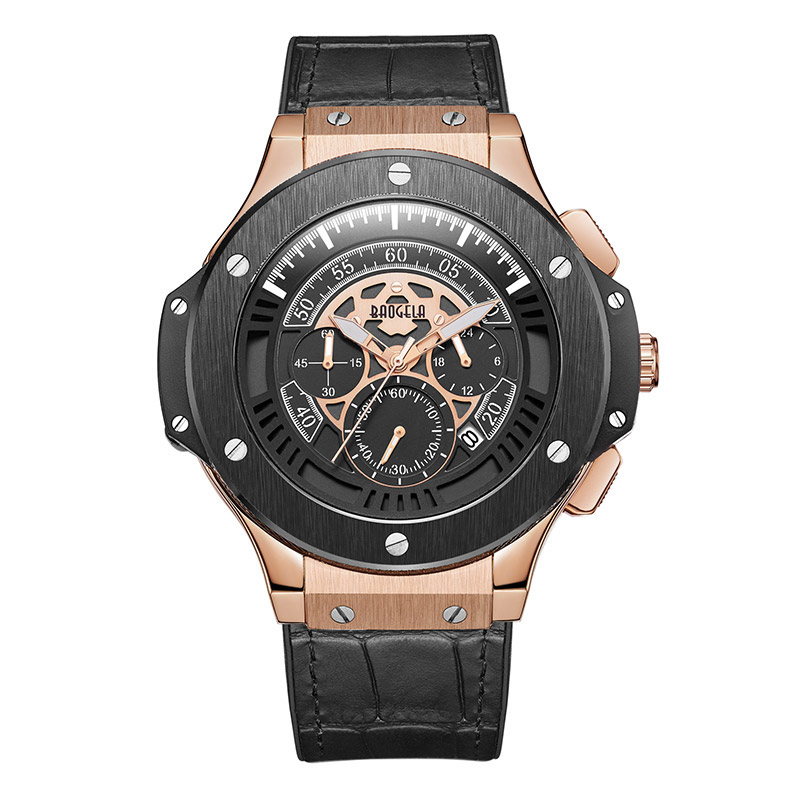 Baogela Hommes Montres Hommes Horloge de Luxe Marque Quartz Sport Montre Rose Chronographie Montre-Bracelet Pour Hommes1910